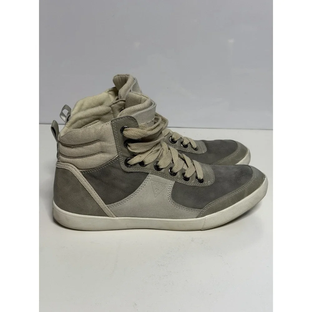 VTG Guess High Top Sneakers Gray Quilted Style GM-JAMAL-C Mens Size 7.5 Y2K